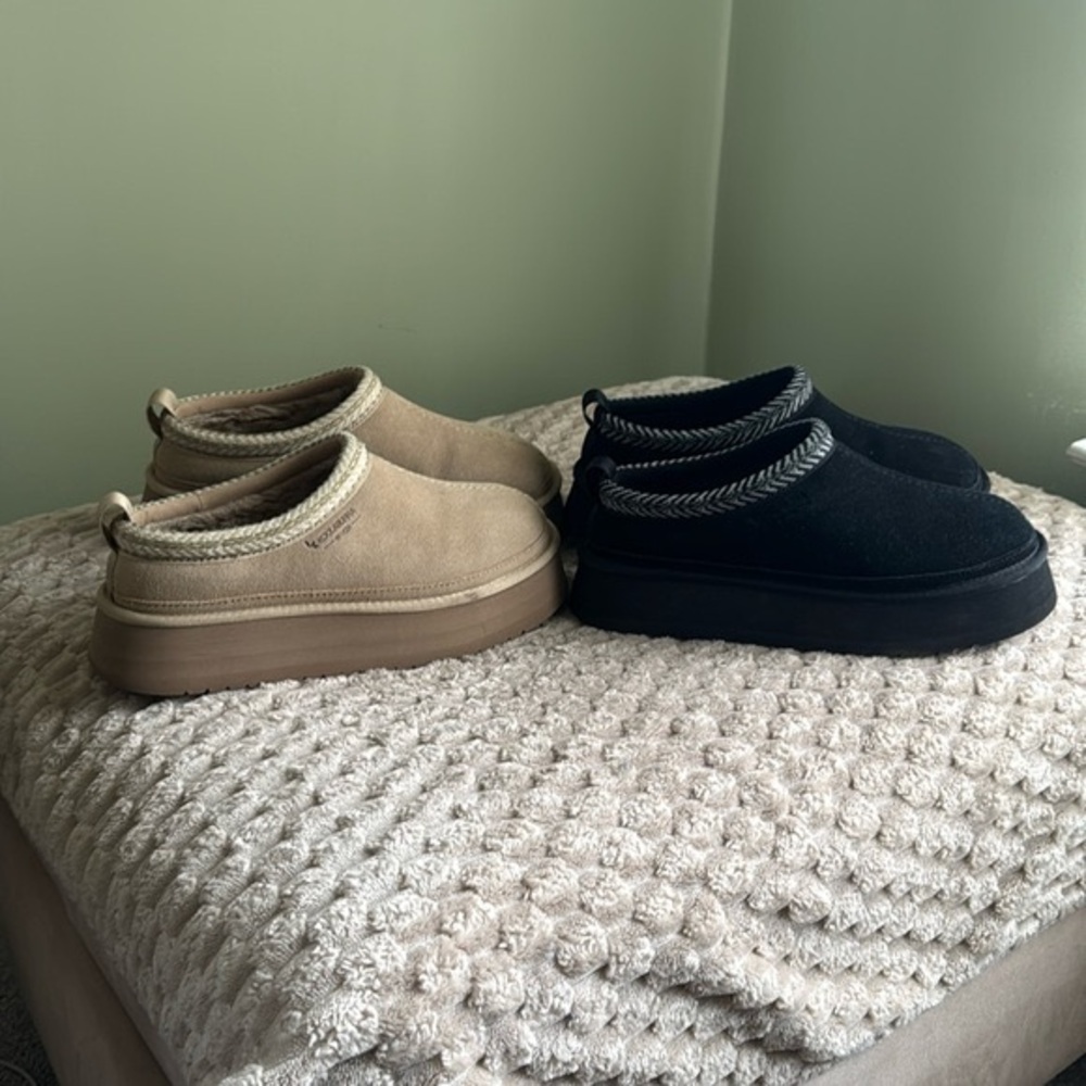 2 pairs of UGG Koolaburra cloth platform slippers